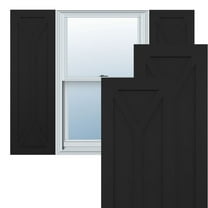 Ekena Millwork 12"W x 28"H True Fit PVC San Carlos Mission Style Fixed Mount Shutters, Black (Per Pair - Hardware Not Included)