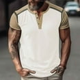 thumbnail image 2 of CHGBMOK Golf Shirts for Men Versatile Fashion Color Block Button Short Sleeve Round-Neck Blouses Sizes S-3XL, 2 of 9