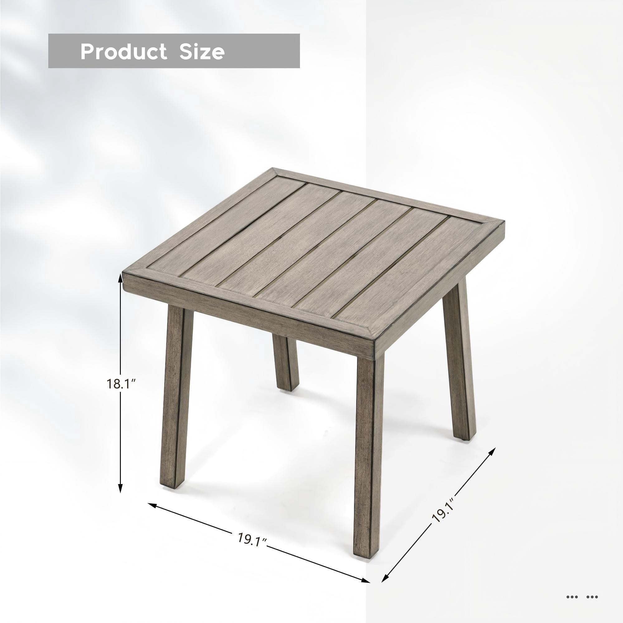 Outdoor Side Table Aluminum Patio End Table Metal Square Small Table Waterproof Rustproof for Balcony Deck Backyard Poolside,Gray