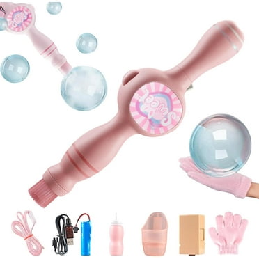 Elastic Bubble Fog Wand, Bubble Machine Elastic Bubble Fog, Automatic Smoke Bubble Maker with Music & Light for Party, Weddings, Outdoor Events, with Accessories Set (Pink)