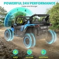 thumbnail image 3 of Unifun 24V Ride on Toy Car for Big Kids 4-8, XL Kids UTV 2 Seater with Remote Control, 20" Spacious Seat, 4WD/2WD, MP3 & USB, 3 Speed, Storage, Electric Powerful Cars for Boys Girls, Blue, 3 of 7