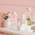 thumbnail image 4 of CEYAZYE 10 Pcs Clear Gift Bags with Handles, Party Favor Reusable Transparent PVC Flower Tote Bag Including Greeting Cards and Ribbon, Ideal for Party Shower Wedding Birthday Shopping (Pink), 4 of 8