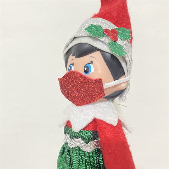 Muñeco elfo de estantería navideña Bufanda Gafas Máscara de elfo navideño Diseño con temática navideña