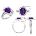 thumbnail image 3 of Dazzlingrock Collection 10X8mm Oval Amethyst & Round White Diamond Halo Style Engagement Ring for Women (0.40 ctw, Color I-J, Clarity I1-I2) in 14K White Gold, Size 9, 3 of 5