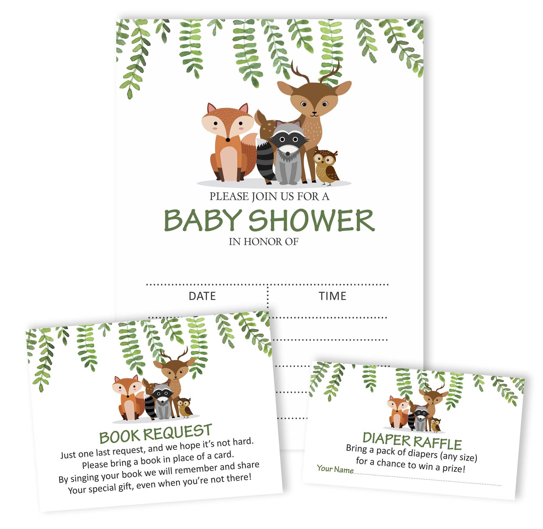 Inkdotpot Set Of 30Jungle Animals Baby Shower Invitations-Diaper Raffle Tickets And Baby Shower Book Request Cards Gender Neutral Invites Its A Boy Its A Girl