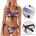 thumbnail image 3 of Dreamtimes Butterfly Violet Flower Two Piece Swimsuits Bathing Suit Triangle Bikini Set, Large, 3 of 7