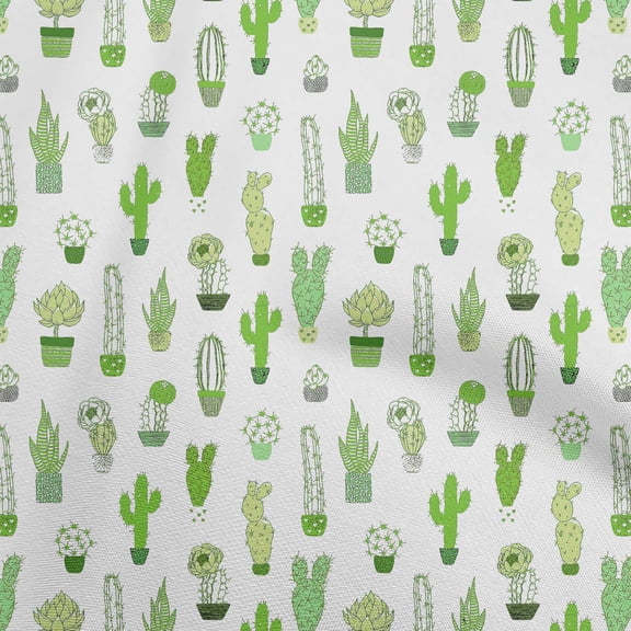 oneOone Polyester Lycra Green Fabric Cactus Craft Projects Decor Fabric Printed By The Yard 56 Inch Wide