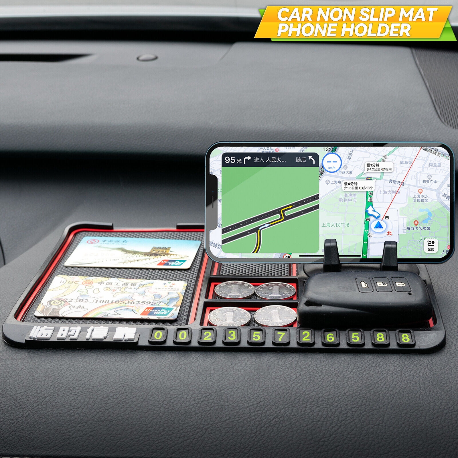 Anti-Slip Gel Pad, Rubber pad, Premium Universal Non-Slip car Dashboard Mat  (Black and Red) –