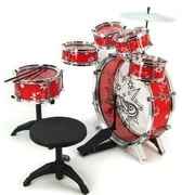Kids Junior Drum Kit Tom Drums Cymbal Stool Drumsticks Set Musical Instrument