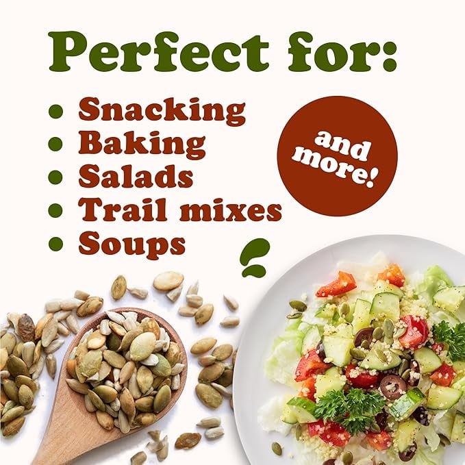 Organic Dry Roasted Sunflower and Pumpkin Seed Mix with Himalayan Salt, 2 Pounds – Oven Roasted, Lightly Salted, No Oil, Perfect for Baking and Salads, Vegan, Kosher, Bulk - by Food to Live