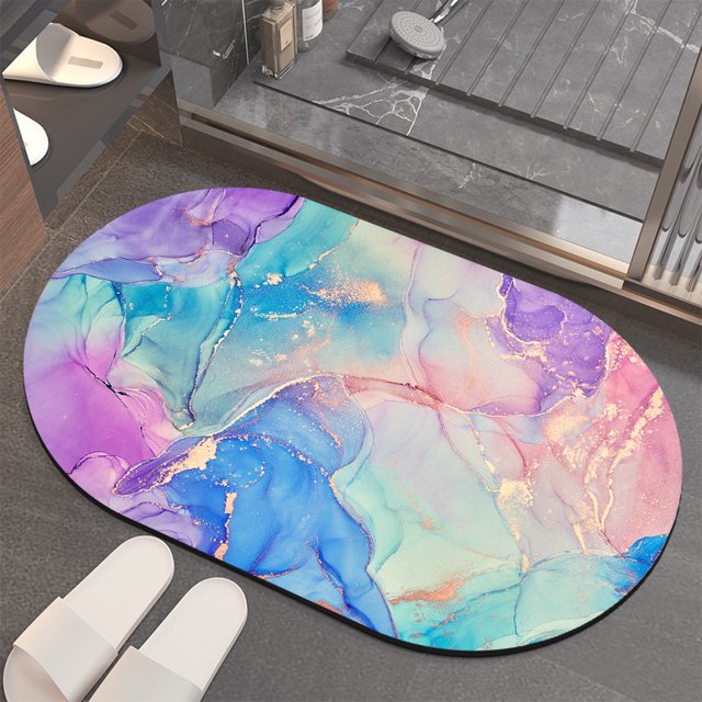 Alfombrilla de baño ovalada, absorbente, de goma suave, antideslizante, para baño, inodoro, puerta