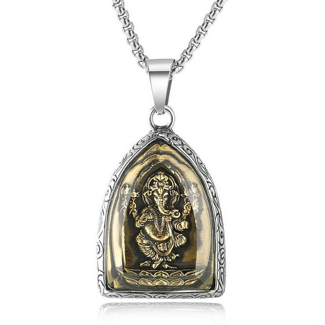 Collar de Buda Elefante Acero Titanio Alta Dureza Textura Exquisita Colgante Ganesha para Hombres Mujeres
