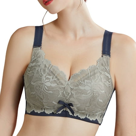 AILIVIN bras for women wireless full figure comfort minimizer no wire plus size bra full coverage wirefree cute comfy wide strap lifting up minimizering comfortable womens bras Blue 34D 34 D