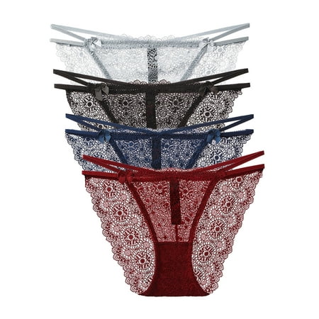 

Charmo Women s Lace Underwear Low Waist Panty Breathable Bikini Panties 4 Packs