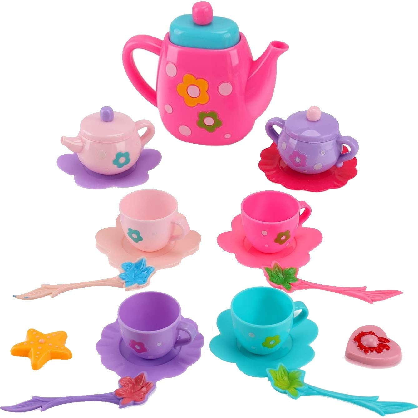 KiddyPlay Tea-set Cutlery Pans Childrens/Kids Pretend Play Kitchen Cooking Toy 