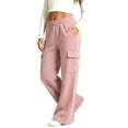thumbnail image 3 of Efsteb Girls Sweatpants Kids Wide Leg Cargo Pants Solid Color Baggy Sweat Pants Teen Joggers Casual Trousers with Pockets (Pink,14-15Years), 3 of 8