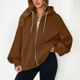 thumbnail image 3 of Erwazi Women Oversized Zip Up Hoodies Trendy Hooded Sweatshirt Fall Casual Hoodie with Pockets, 3 of 4