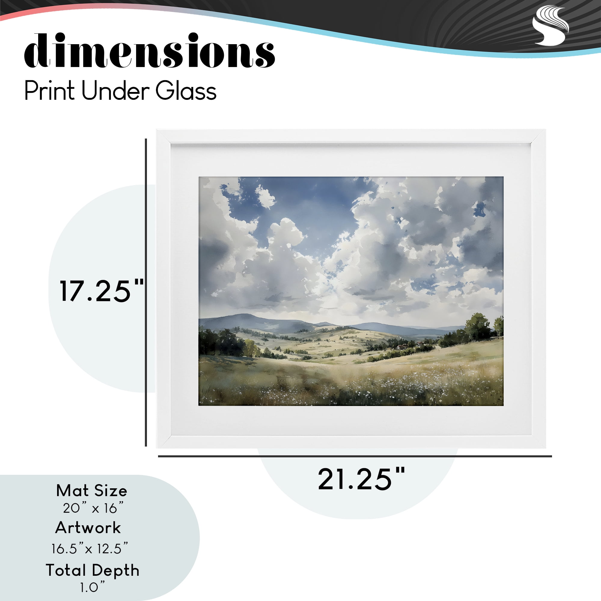 Stupell Industries Cloudy Hills Meadow White Framed Print Under Glass, design by Franklyn Gregory