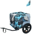 thumbnail image 3 of Outdoor Heavy Duty Collapsible Pet Bike Trailer with 16-Inch All-Terrain Wheels & Universal Hitch – Foldable Dog/Cargo Carrier Cart for Bicycles, blue, grey, 3 of 11