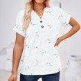 thumbnail image 2 of Dreluolixuan Womens Summer Shirts Casual Short Sleeve Tees V Neck Blouses Love Heart Print Tops Button up Pullover Casual Summer Vacation 2024 Fashion Trendy Clothing White 2XL, 2 of 8