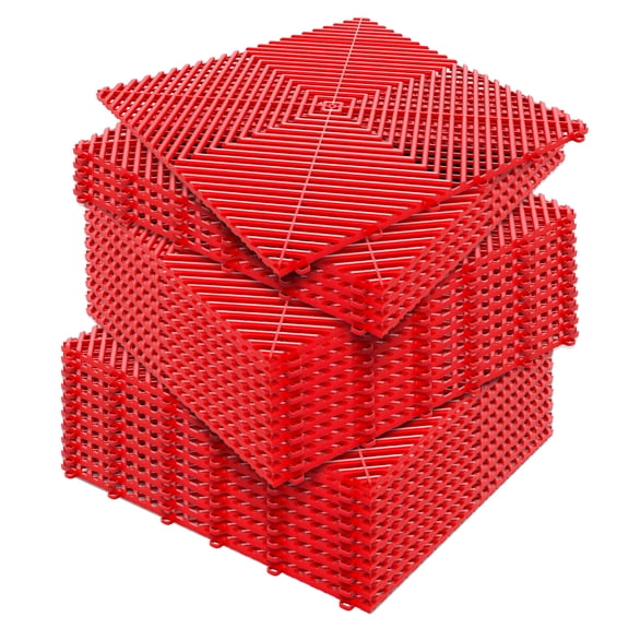 25-Pack 16"x16"x0.7" Red  Garage Floor Tiles, Heavy-Duty Interlocking PE Mat for Garage, Basement, Gym