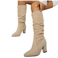 thumbnail image 4 of Tawop Boots for Women Knee High Chunky High Heel Round Toe Winter Boots, 4 of 9