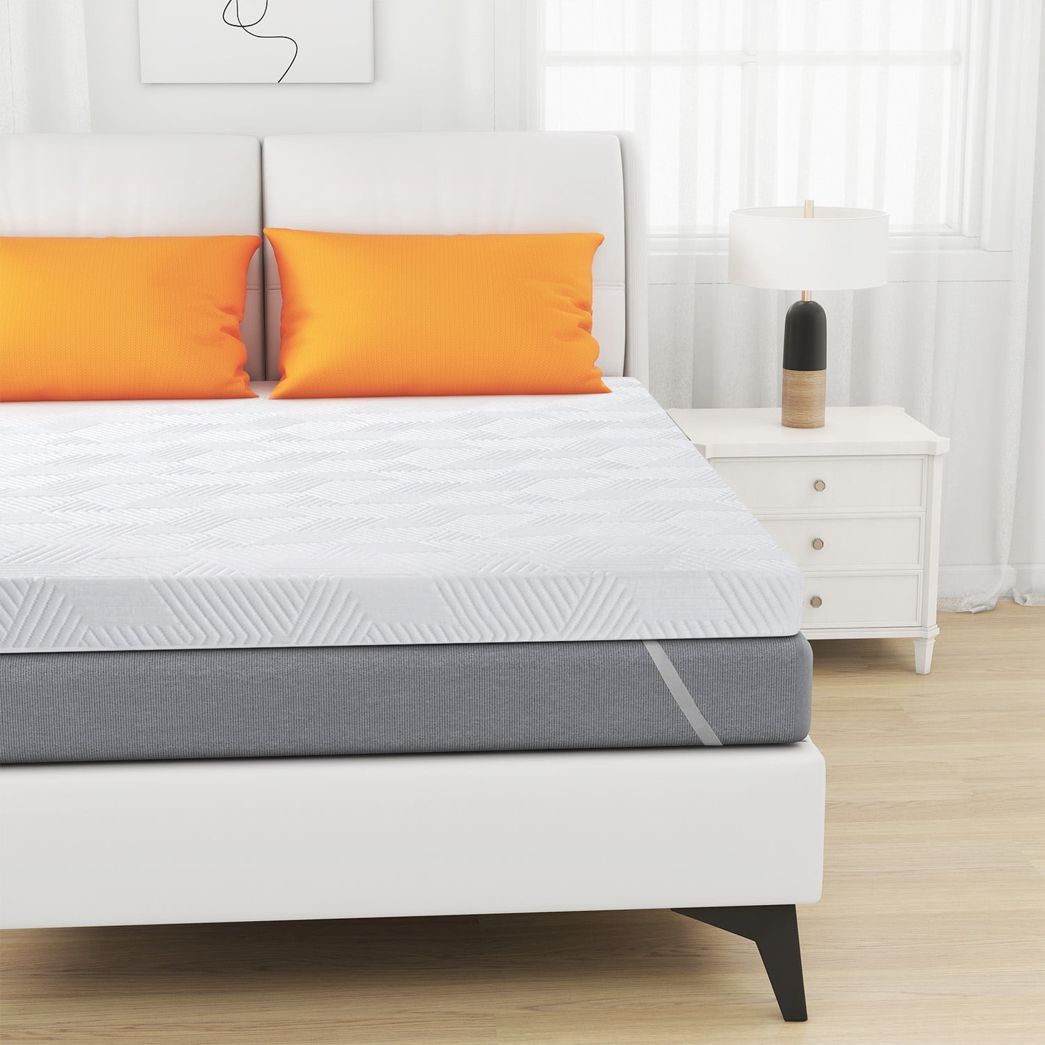 3 Inch Queen Mattress Topper With Cover, Foam Mattress Topper for Back Pain, Gel Infused Mattress Pad (60"×80")