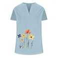 thumbnail image 5 of Jsaierl 3/4 Length Sleeve Cotton Linen Tops for Women Plus Size V Neck Shirts Fashion Graphic Petite Blouses Work Elegant Tunic Top S-2XL, 5 of 5