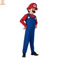 thumbnail image 1 of Super Mario Bros . Disfraz Para Niños Figura De Juego De Una Sola Pieza Rol Usando Conjunto Con Sombrero Y Barba Para Halloween Cosplaypangjing, 1 of 3