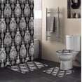 thumbnail image 3 of FMSHPON Antique 4 Piece Bathroom Set Shower Curtain Bath Rug Contour Mat and Toilet Lid Cover, 3 of 7
