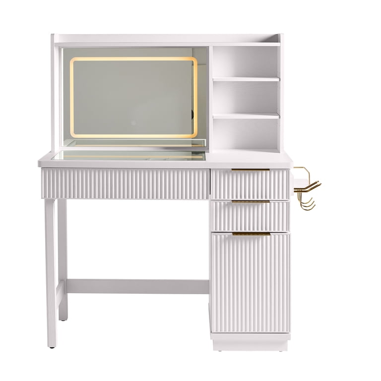 Better Homes & Gardens Lillian Vanity Desk with LED Lighted Mirror