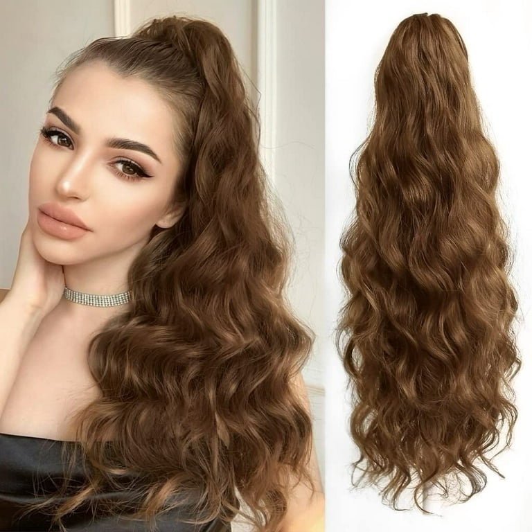 Fluffy Pigtail Extensions in Brown