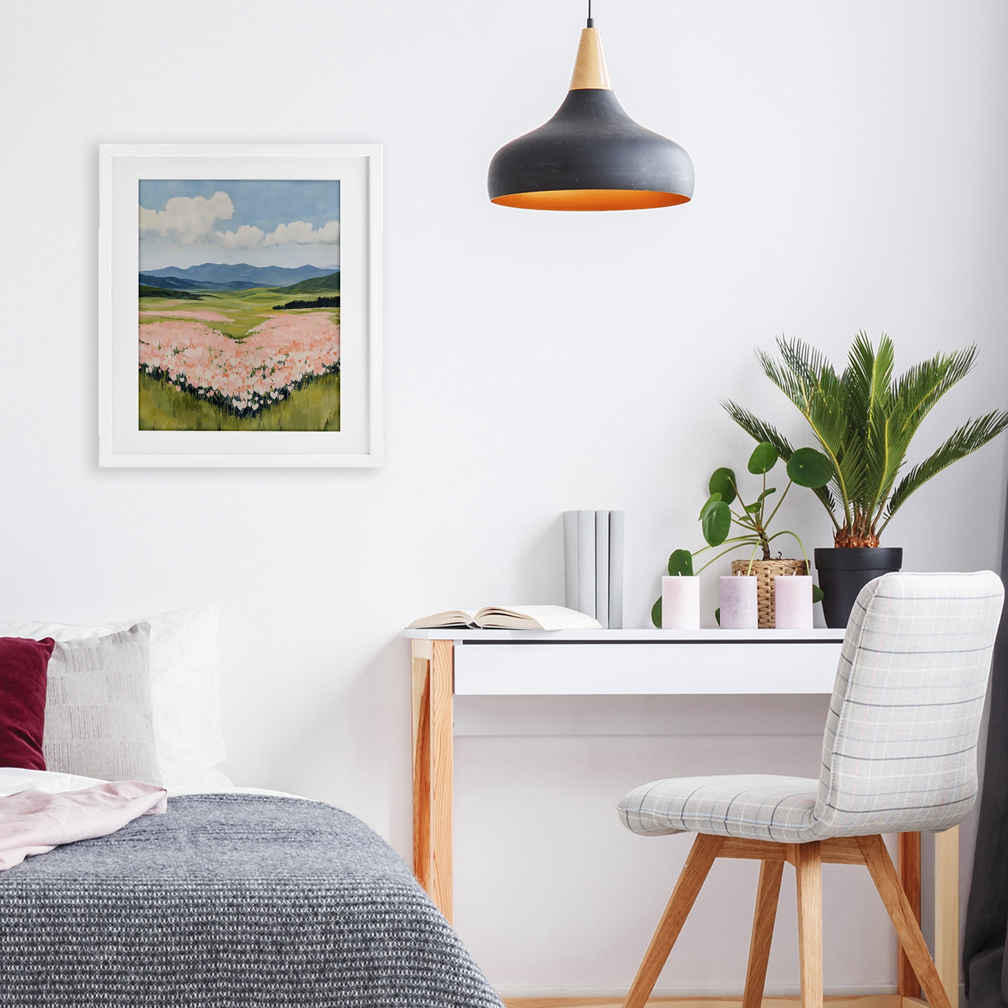 Stupell Industries Heart Shaped Flower Field White Framed Print Under Glass, design by The Prints Vibe