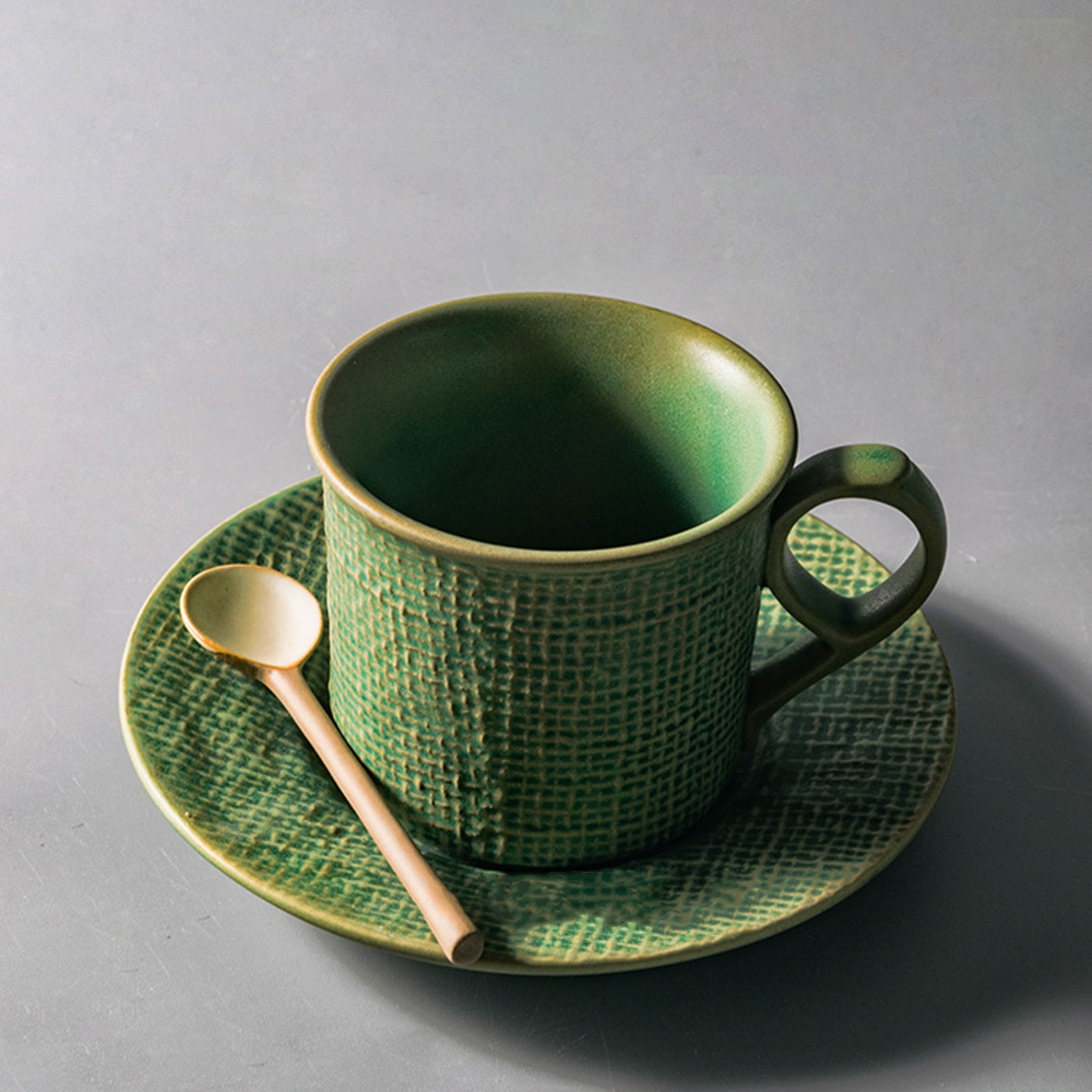 Espresso Cups Coffee Cups Pottery Coffee Mugs with Saucer 2 Colors Choose for Home Kitchen Hot Milk Tea Coffee