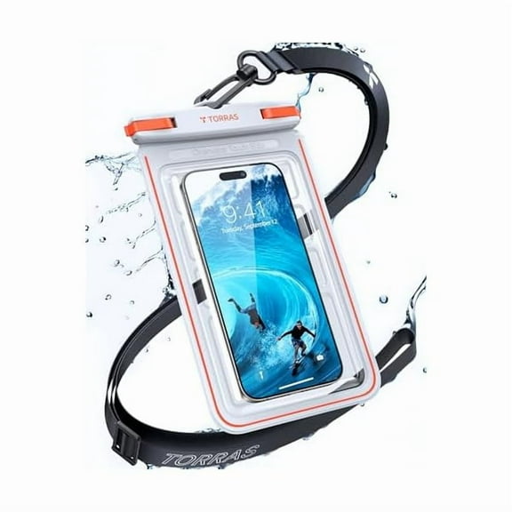 IPX8 Waterproof Phone Pouch Floating, Underwater Screen Touchable, Waterproof Phone Case with Lanyard for iPhone 16 Pro Max 15 14 13 S25, Cell Phone Dry Bag Cruise Ship Essentials 7.0", White