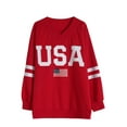 thumbnail image 3 of USA and American Flag Graphic Sweatshirts for Women 4th of July V-Neck Off Shoulder Sweatshirt Oversized Pullover Tops Shermie, 3 of 6