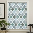 thumbnail image 4 of Green Grey Morocco Pattern Semi Sheer Curtains Drapes for Living Room,Bedroom,French Doors Window 84 Inches Long,Turquoise Modern Moroccan Geometric Rod Pocket Chiffon Curtain Drapery Voile Panel, 4 of 6