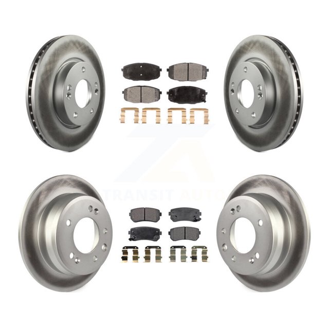 Transit Auto Front Rear Coated Disc Brake Rotors and Semi-Metallic Pads Kit for Car Hyundai Elantra KGF-100834