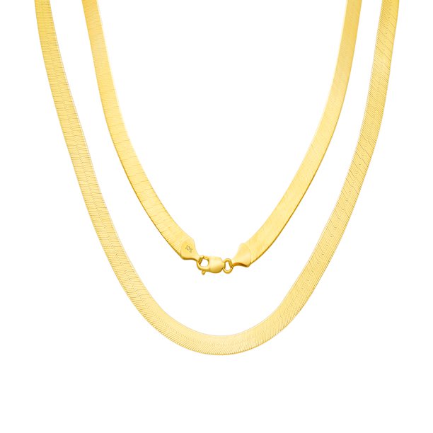 Nuragold 10K Yellow Gold Solid 9mm Polished Silky Flat Herringbone