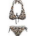 thumbnail image 5 of SKQIT Women's Leopard Bikini Sets 2 Piece Bathing Suits Sexy Halter Bikini Swimsuits Side Tie Thong Bottom Swimwear, 5 of 7