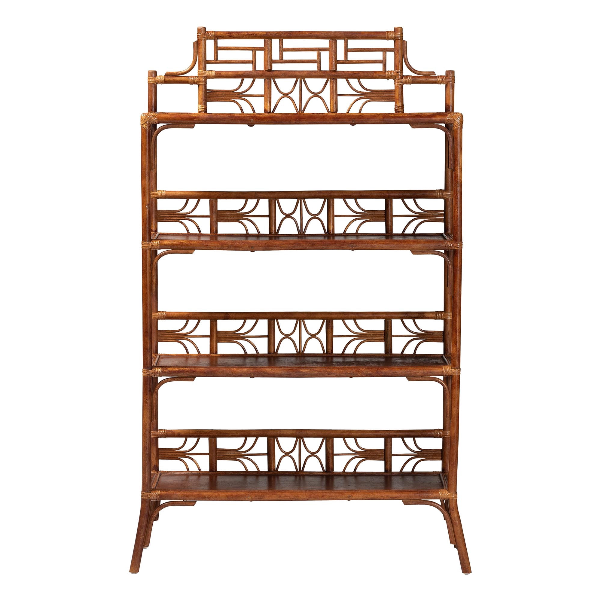 bali & pari Aleya Boho Display Shelf, 4-Tier, Marbled Tortoise Brown