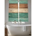 thumbnail image 5 of Farmhouse Teal Brown Sheer Curtains 63 Inch Length 2 Panels Set Window Treatments, Vintage Wooden Striped Rod Pocket Semi Curtains for Living Room/Bedroom/Kitchen Décor, 104"W x 63"L, 5 of 7