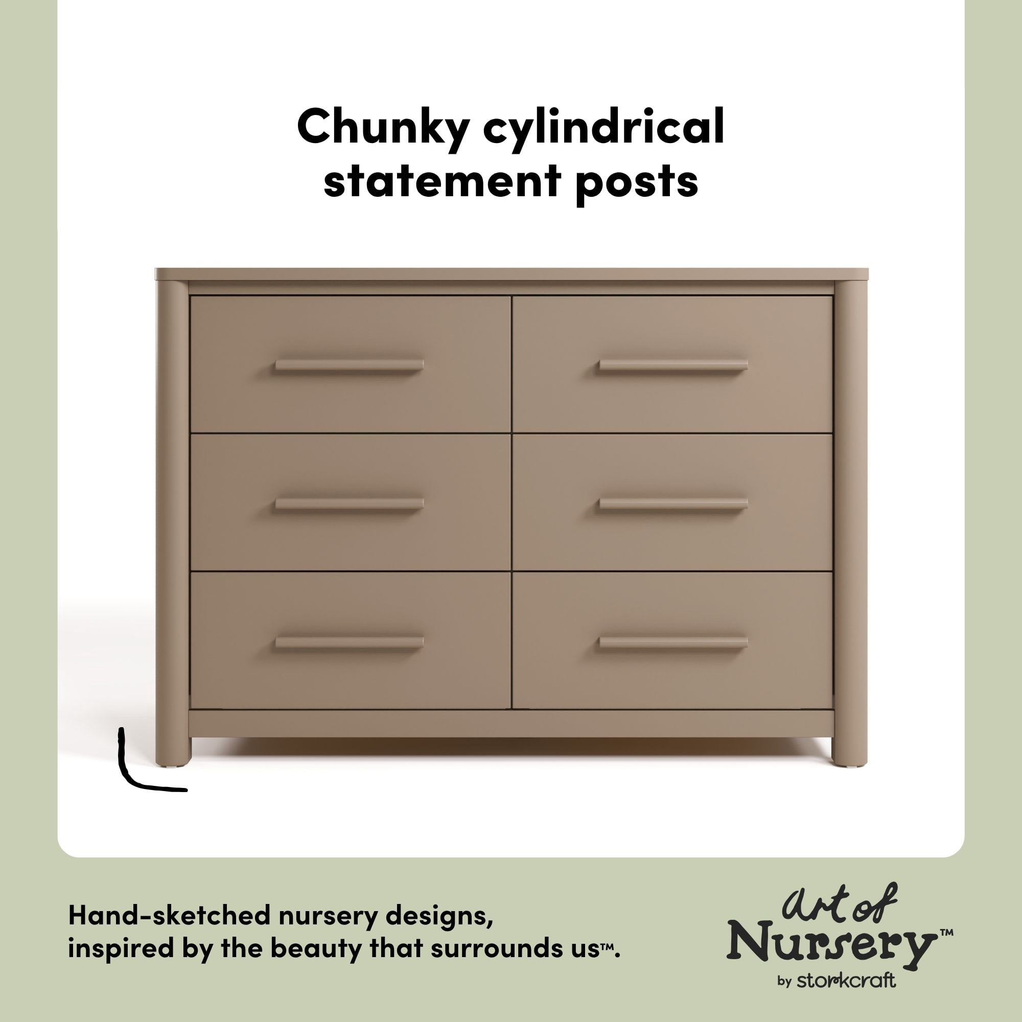 Art of Nursery by Storkcraft Malta 6 Drawer Dresser - Taupe