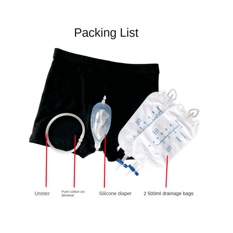 Men's Washable Incontinence Underwear Diaper Pants Urinary Incontinence  Wearing Underwear Leg Tied Urine Bag(Medium) 