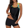 thumbnail image 3 of Haut de Tankini Rehausseur à Dos en T à Bretelles, Imprimé à Rayures Blouson pour Femmes avec Short, 3 of 6