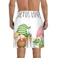 thumbnail image 3 of Yiaed Cactus Gnome Print Men's Swim Trunks with Lining Quick Dry Sports Shorts Beach Shorts Boardshorts-Large, 3 of 5