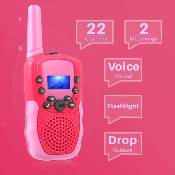 Walkie Talkie para niños, juguete para niñas de 3 a 8 años, regalo para niñas de 9 a 12 años, radio de 2 vías con 8 canales, 3 millas de largo alcance