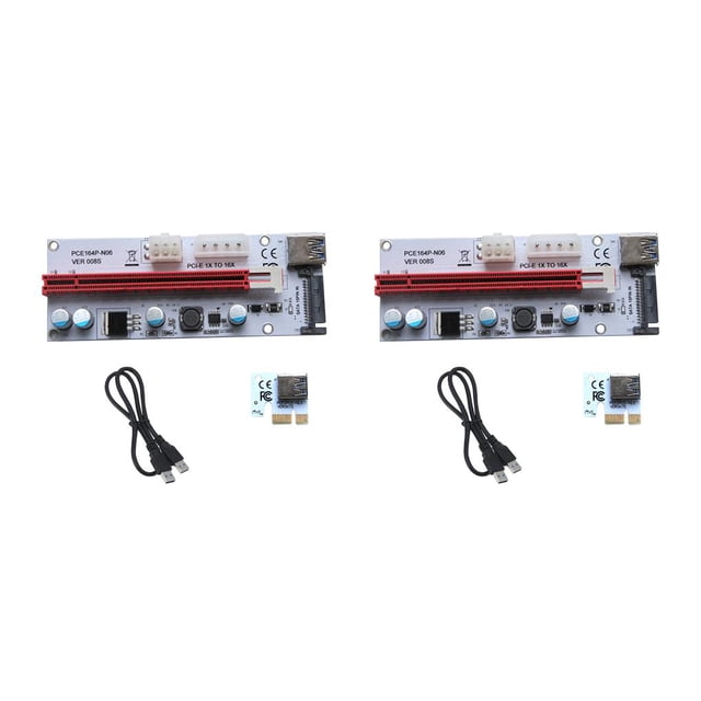 ZheElen PCI -E Riser Board PCI -E 1x to 16x Extender Adapter GPU Riser Card with 6 -pin 4 -pin SATA Interface 6 -pin PCI -E Riser Card red 2Set