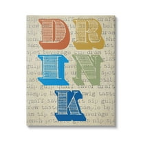 Stupell Industries Drink Antique Stamp Style Typography Kitchen Words Graphic Art Gallery Wrapped Canvas Print Wall Art, Design by Graffitee Studios