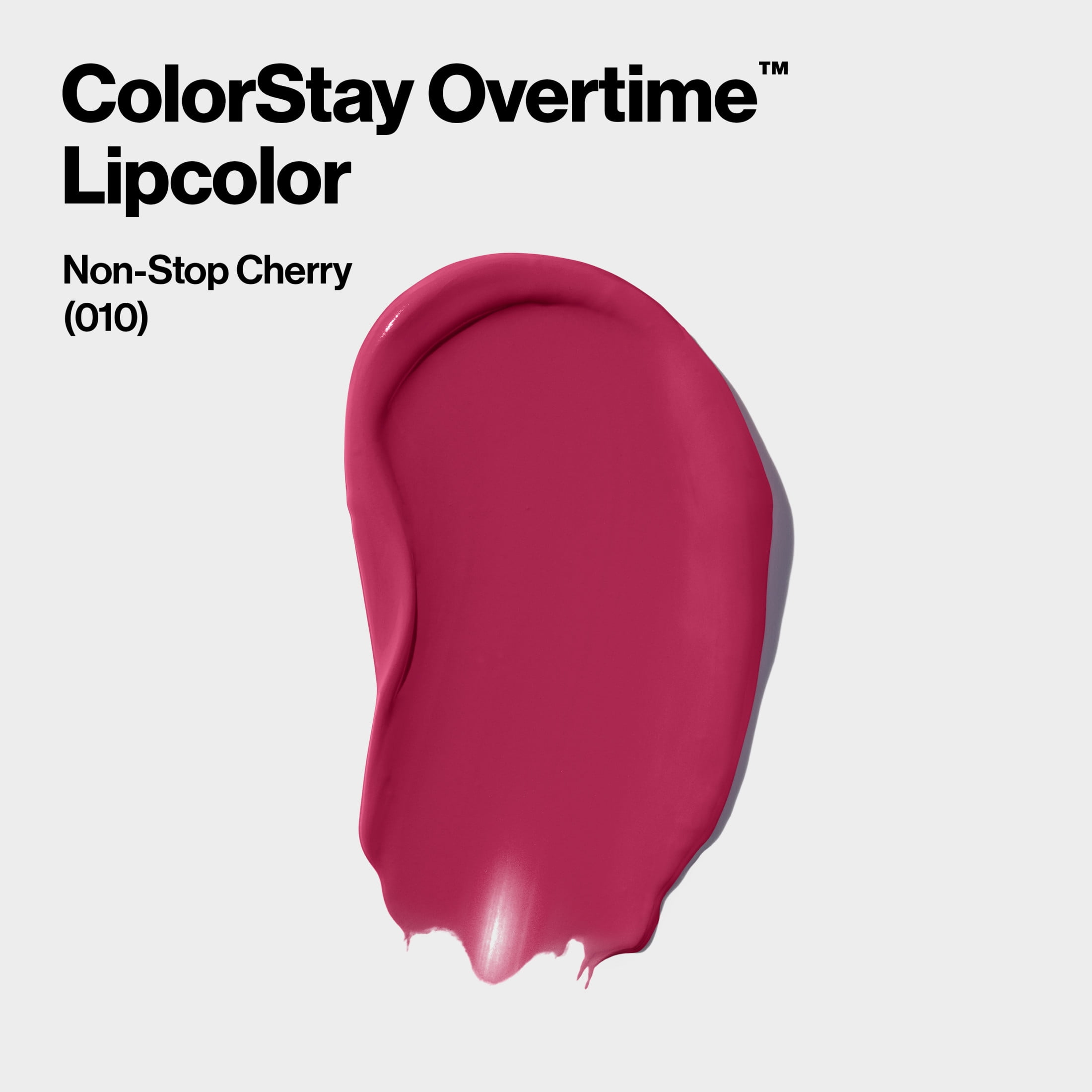 (3 pack) Revlon ColorStay Overtime Longwearing Gloss Lipstick with Vitamin E, 010 Non-Stop Cherry, 0.07 fl oz